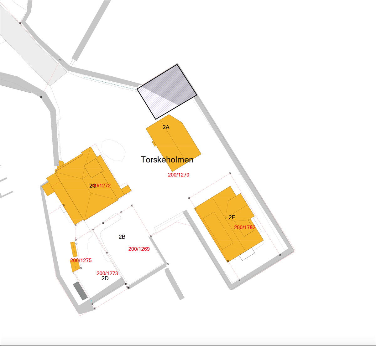 Kart over utleieområdet B105 Grimstad sentrum - Klikk for stort bilde