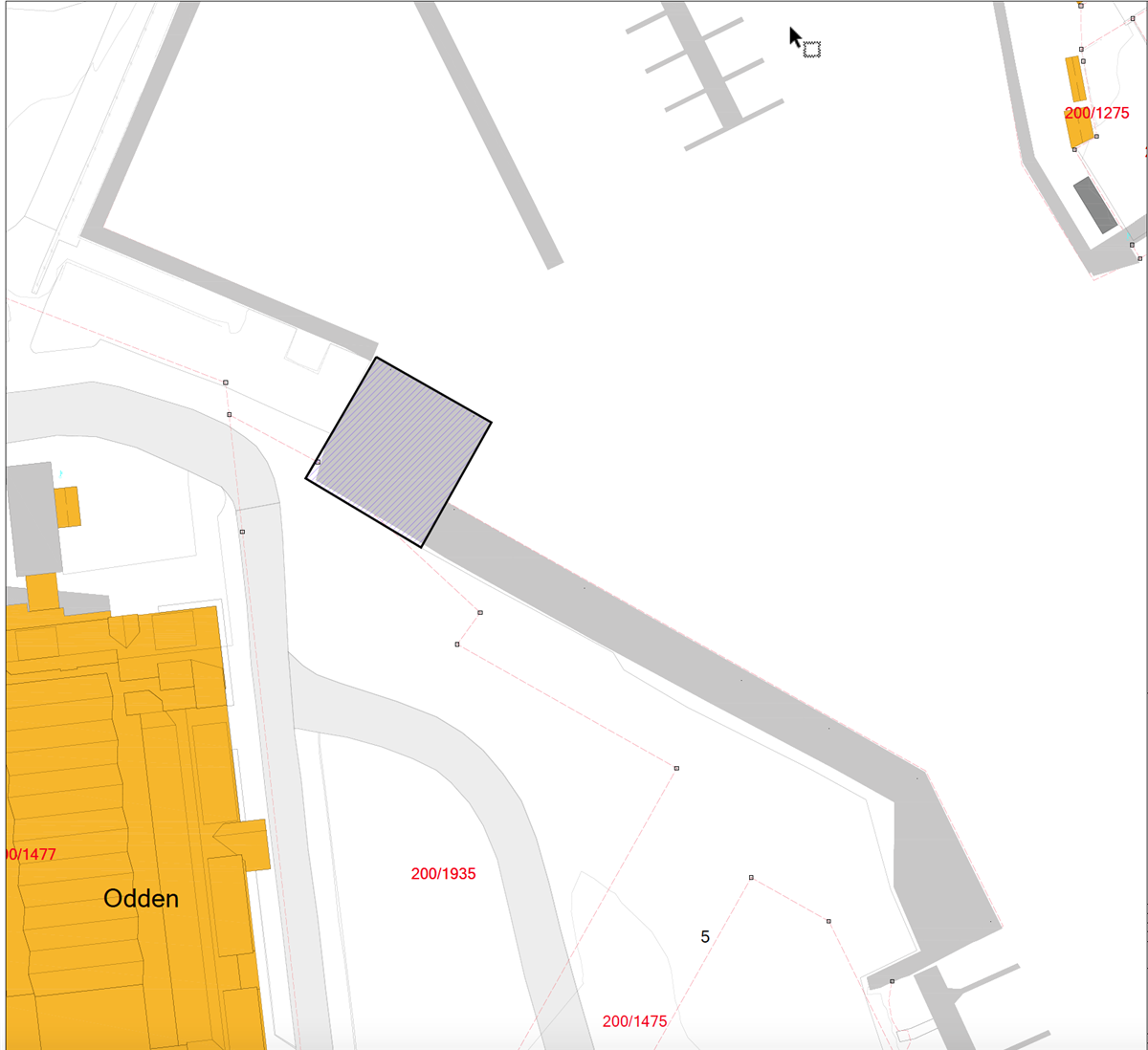 Kart over utleieområdet B106 Grimstad sentrum - Klikk for stort bilde