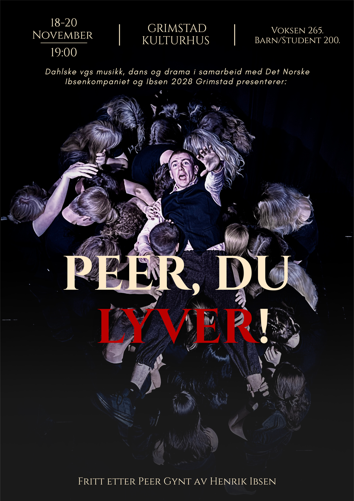 Plakat til forestillingen Peer du lyver! - Klikk for stort bilde