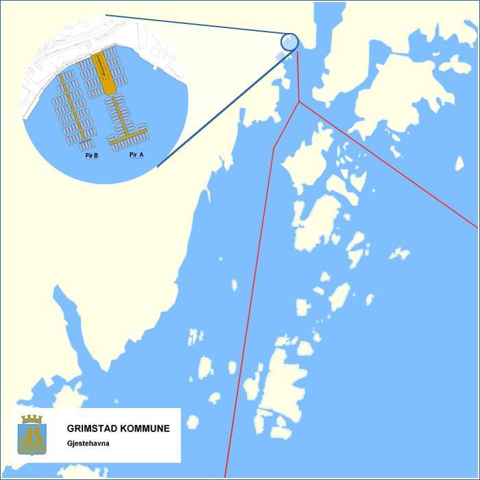 Innseilingen til Grimstad gjestehavn illustrasjon - Klikk for stort bilde